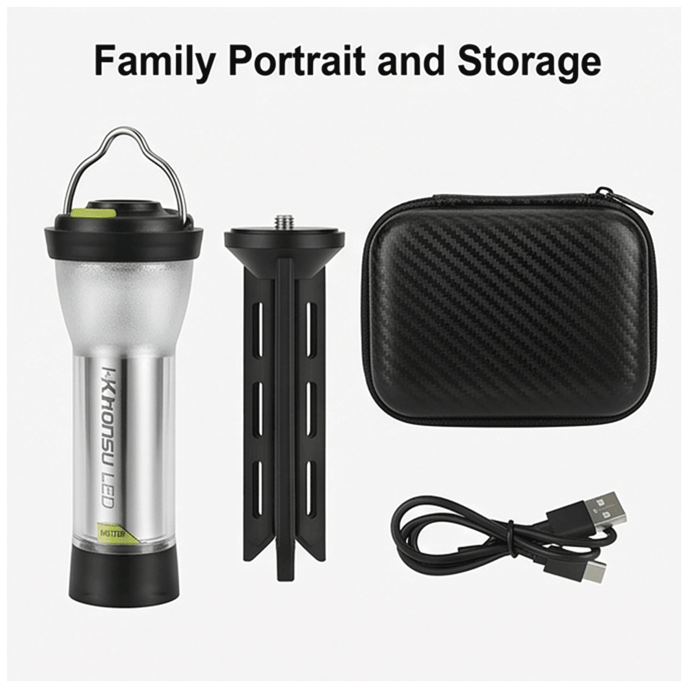 Multi-functional LED Camping Lantern, 3000mAh High Capacity Rechargeable Tactical Flashlight with Tripod & Hard Case, 6 Light Modes, 200H Long Runtime, Portable Light for Glamping, Hiking, Emergency